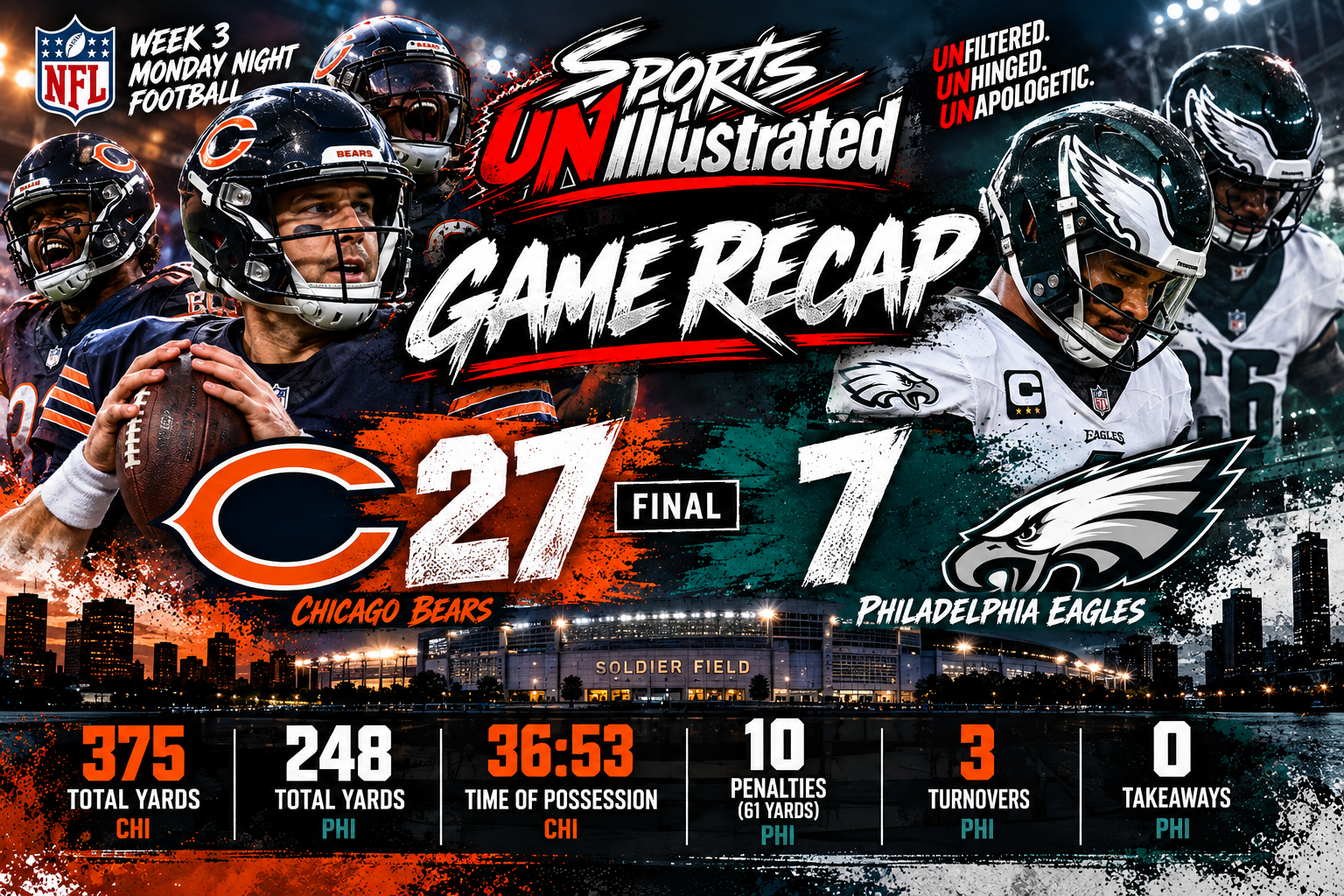 Chicago Was Simply Better: Bears Hand Eagles Their First Loss, 27–7